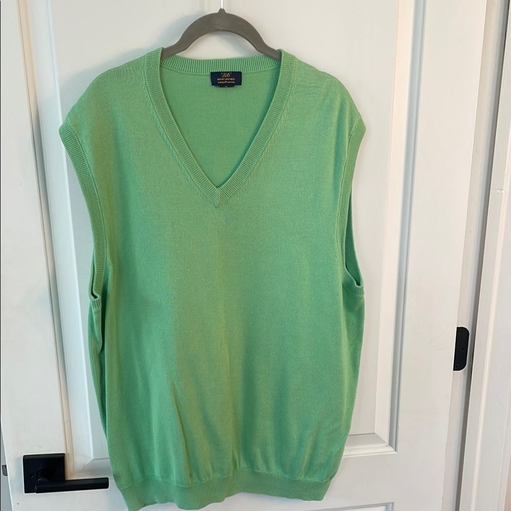 Men’s Brooks Brothers Green V-Neck Sweater Vest Size XL